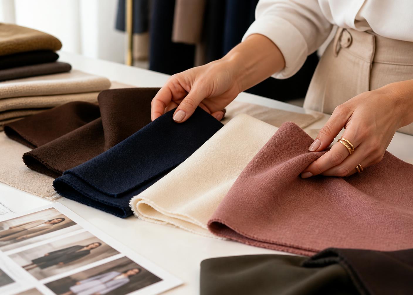 Stalen tijdens de inkoop van een nieuwe collectie