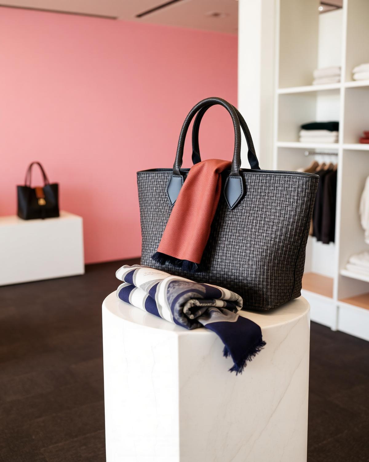 Gevlochten neopreen tas met shawltjes van Pastelle