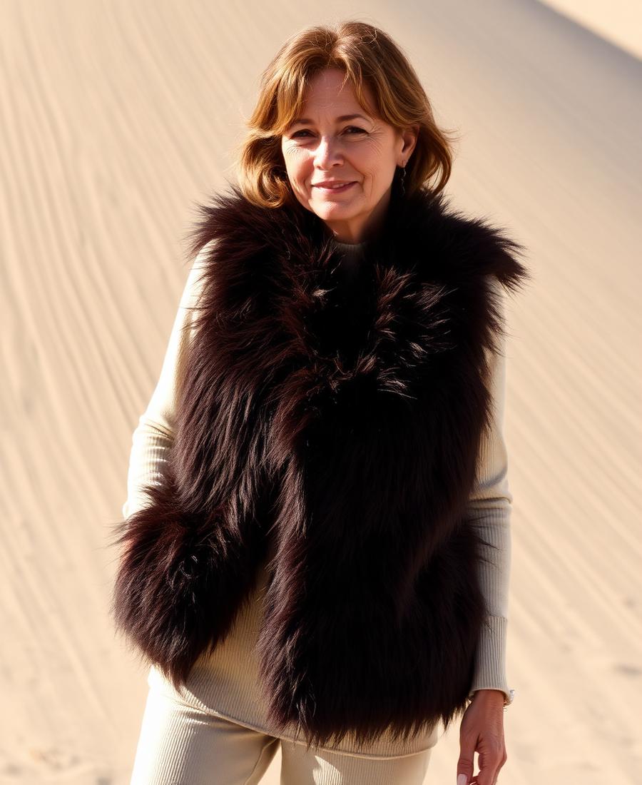 Espressobruin imitatiebonten gilet van Studio Anneloes