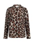 Blouse van het merk Fabienne Chapot met all-over print, lange mouwen en blinde knoopsluiting in de kleur nougat.