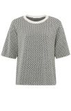 Jacquard top met ronde hals en korte mouwen van het merk Yaya in de kleur chalk white.