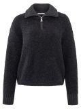 Boucle sweater van het merk Yaya met geribde hoge kraag met ritssluiting in de kleur antraciet.