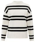 Pullover van het merk Yaya met streeppatroon, lange mouwen en een turtleneck in de kleur chalk white.