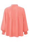 Wijdvallende blouse van het merk Yaya met lange pofmouwen met manchetten met ruches in de kleur shell pink.