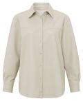 Faux leather blouse van Yaya met knoopsluiting, blousekraag en lange mouwen met manchetten in de kleur beige.