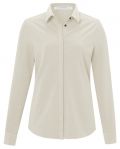Basic jersey blouse van het merk Yaya met lange mouwen en blinde knoopsluiting in de kleur silver birch sand.
