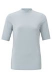 T-Shirt van zachte stof met stretch van het merk Yaya met turtlenech en korte mouw in de kleur pearl blue.