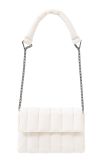 Crossbody tas van het merk Yaya met doorgestikt patroon en hengsel met gedeeltelijke ketting in de kleur chalk white.