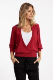 Fijnbrei overslag pullover met geribde boorden van het merk Studio Anneloes in de kleur rood