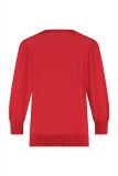 Fijnbrei overslag pullover met geribde boorden van het merk Studio Anneloes in de kleur rood