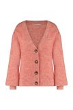 Mohair ribgebreid vest met V-hals, knoopsluiting en gepofte mouwen van het merk Studio Anneloes in de kleur soft pink.