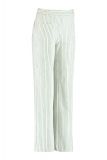 Gestreepte broek met rechte pijp, elastieken tailleband met riemlussen en opgestikte zakken in de kleur off white/applegreen.