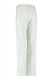 Gestreepte broek met rechte pijp, elastieken tailleband met riemlussen en opgestikte zakken in de kleur off white/applegreen.