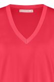T-Shirt met aangeknipte korte mouw en V-hals in de kleur fuchsia.