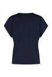T-Shirt met aangeknipte korte mouw en V-hals in de kleur donker blauw.