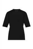 Basic T-shirt met tekst Good Vibes Only en korte mouw om omslag in de kleur zwart.