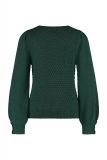 Ajourgebreide trui van het merk Studio Anneloes met lange pofmouwen met knoopjes bij de boorden in de kleur deep green.