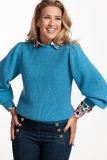 Gebreide trui met ronde hals met lange gepoft mouwen van het merk Studio Anneloes in de kleur shirt blue.