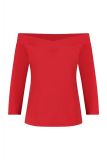 Travel shirt met boothals met een subtiele V-hals en 3/4 mouw van het merk Studio Anneloes in de kleur rood.