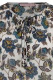 Viscose blouse met bloemenprint met ronde hals met strikkoord en lange pofmouwen in de kleur dark blue/cobalt.