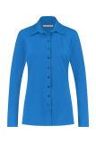 Traditionele blouse met lange mouwen gemaakt van stravelstof in de kleur cobalt.