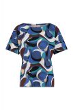 T-Shirt met print met ronde wijde hals en korte mouw in de kleur blauw.