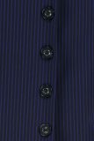 Travelgilet met gestreept dessin, faux klepzakken, V-hals en knoopsluiting in de kleur dark blue/purpleblue.
