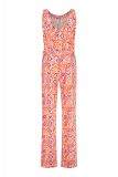 Mouwloze jumpsuit met print met halterkraag en rechte pijp in de kleur pink/coral.