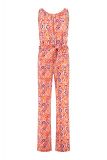 Mouwloze jumpsuit met print met halterkraag en rechte pijp in de kleur pink/coral.