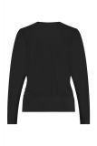  Travelshirt met lange mouwen, V-hals en getwist knoopdetail van het merk Studio Anneloes in de kleur zwart.