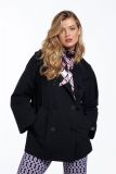 Double breasted jas van travelstof met rinde hals en steekzakken van het merk Studio Anneloes in de kleur zwart.
