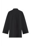 Double breasted jas van travelstof met rinde hals en steekzakken van het merk Studio Anneloes in de kleur zwart.