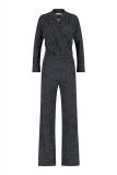 Travel jumpsuit met lange mouwen met manchetten, een overslag en een tailleband van het merk Studio Anneloes in de kleur zwart/kit.