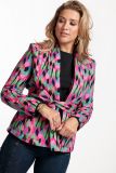 Multi color viscose jacket met lange mouwen met een detail bij de schouder en strikceintuur van het merk Studio Anneloes.