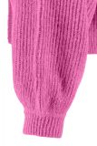 Wolmix vest met verschillende breitechnieken en lange mouwen welke eidigen in manchetten van het merk Studio Anneloes in de kleur roze.