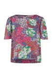Shirt met bloemenprint, boothals en korte mouwen van het merk Studio Anneloes in de kleur purple/shirtblue.