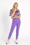 Shirt met bloemenprint, boothals en korte mouwen van het merk Studio Anneloes in de kleur purple/shirtblue.