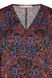 Satinlook shirt met all-over print van het merk Studio Anneloes met driekwart mouw en V-hals in de kleur shirtblue/orange.