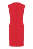 Mouwloze. getailleerde jurk met splitneck gemaakt van travel kwaliteit van het merk Studio Anneloes in de kleur rood.
