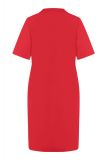 Traveljurk met ronde kraag met V-hals, korte mouwen en steekzakken van het merk Studio Anneloes in de kleur rood.