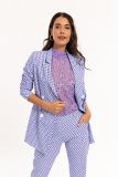 Travelbroek met all-over print van het merk Studio Anneloes met elastieken tailleband en rechte fit in de kleur lila/shirt blue.