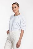5-Pocket broek van het merk Studio Anneloes met knoop/ritssluiting en tailleband met riemlussen in de kleur off white.