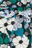 Traveljumpsuit van het merk Studio Anneloes met all-over bloemenprint, lange mouwen, strikceintuur en rechte pijpen in de kleur sky/emerald.