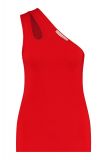 Travel top met aangesloten fit, enkele schouderband met druppelvormige opening van het merk Studio Anneloes in de kleur red.