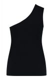 Travel top met aangesloten fit, enkele schouderband met druppelvormige opening van het merk Studio Anneloes in de kleur zwart.