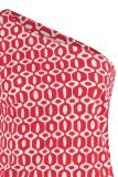 One shoulder top met driekwart mouw gemaakt van travelstof met all-over print in de kleur rood/wit van het merk Studio Anneloes.