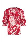 Viscose blouse van het merk Studio Anneloes met ronde halslijn, knoopsluiting en korte pofmouwen in rood/witte print.