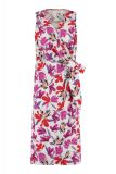 Viscose mouwloze jurk van het merk Studio Anneloes met overslag, V-hals en strikdetail in multi color.