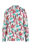 Viscose blouse met people print van het merk Studio Anneloes met lange mouwen met manchetten, een knoopsluiting en een blousekraag in multi color.