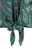 Viscose blouse met print van het merk Studio Anneloes met V-hals, korte wijde mouwen en een knoopdetail in de kleur greenblack.